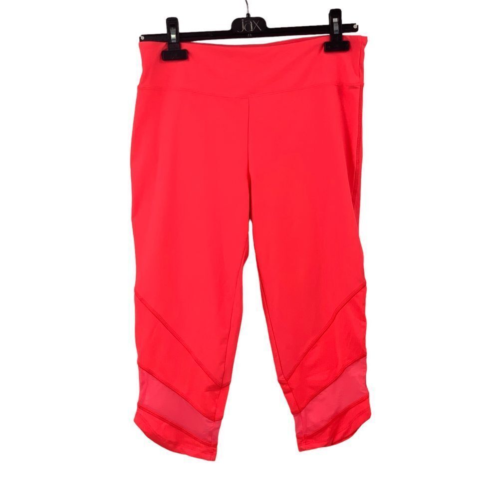 Bally Total Fitness Capri Mesh High Waisted Leggings Soft Stretch Coral Size L